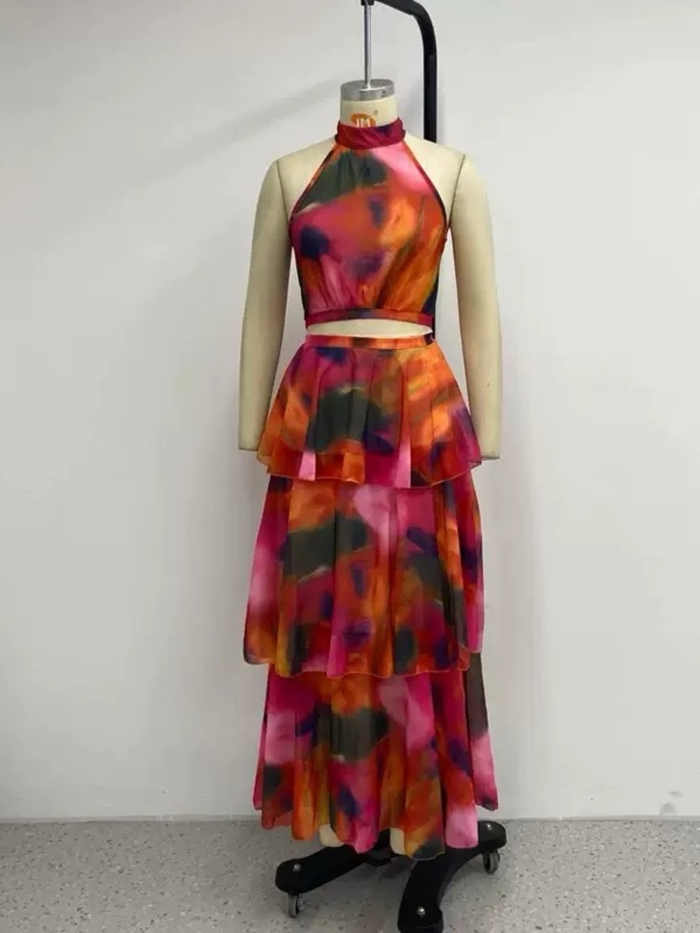 Tiered Maxi Dress in Multicolor Watercolor Print - Beautiful Floral Dress